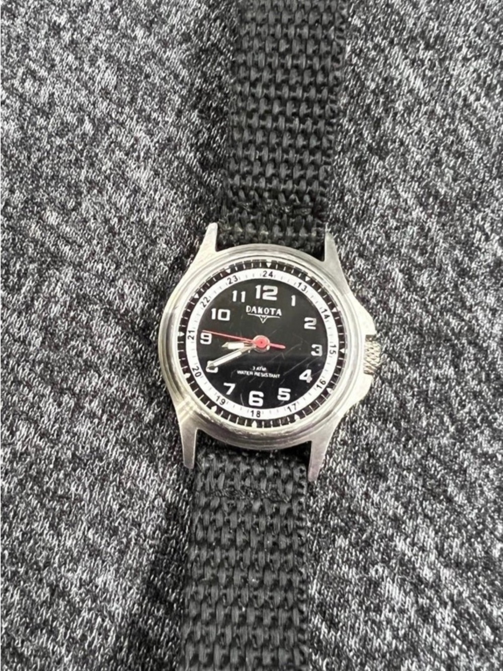 Vintage Dakota Black Dial Field Watch with Black Nylon Strap /Military times +